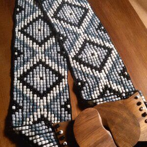 Southwestern Handcrafted Seed Beaded Belt With Wooden Buckle